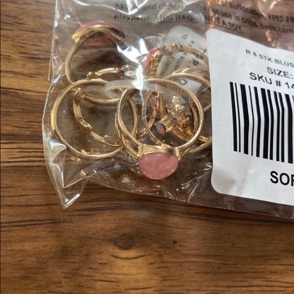 Torrid Gold-Tone & Blush Faux Stone Ring Set Of 8 - Picture 5 of 6